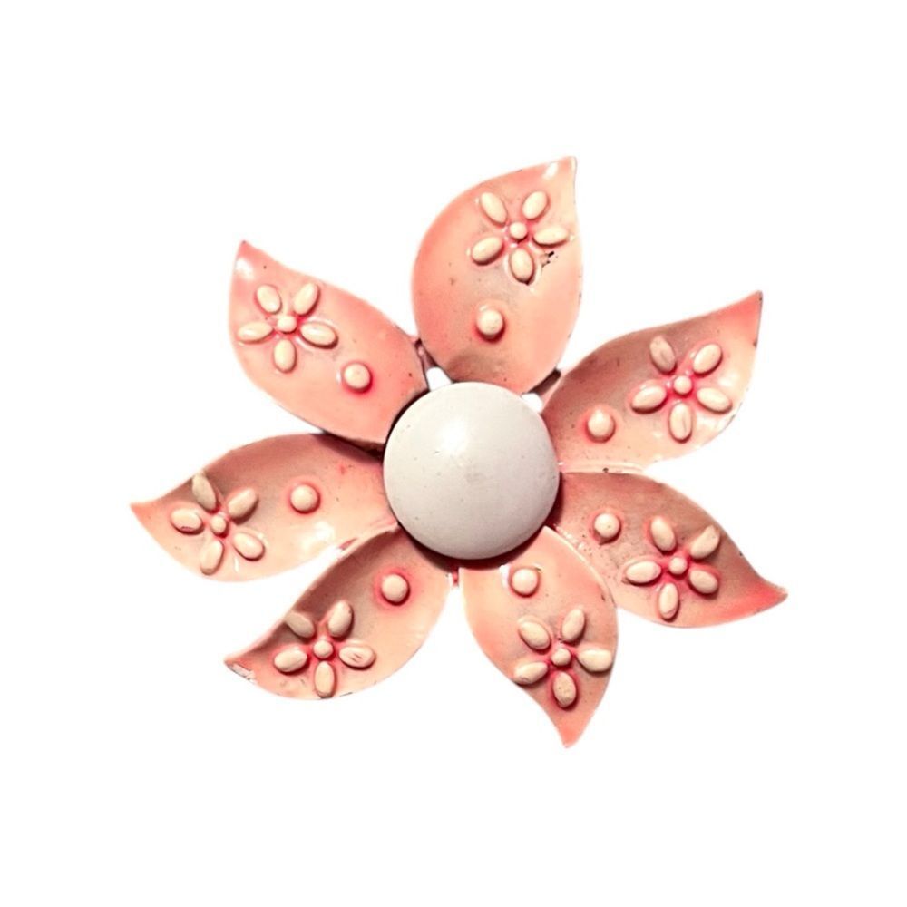 Pink Flower Brooch with White Center